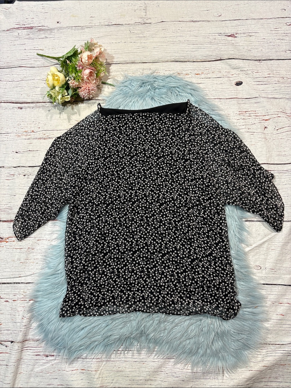 LK Bennett Vine Floral Silk Elif Cold Shoulder Batwing Blouse